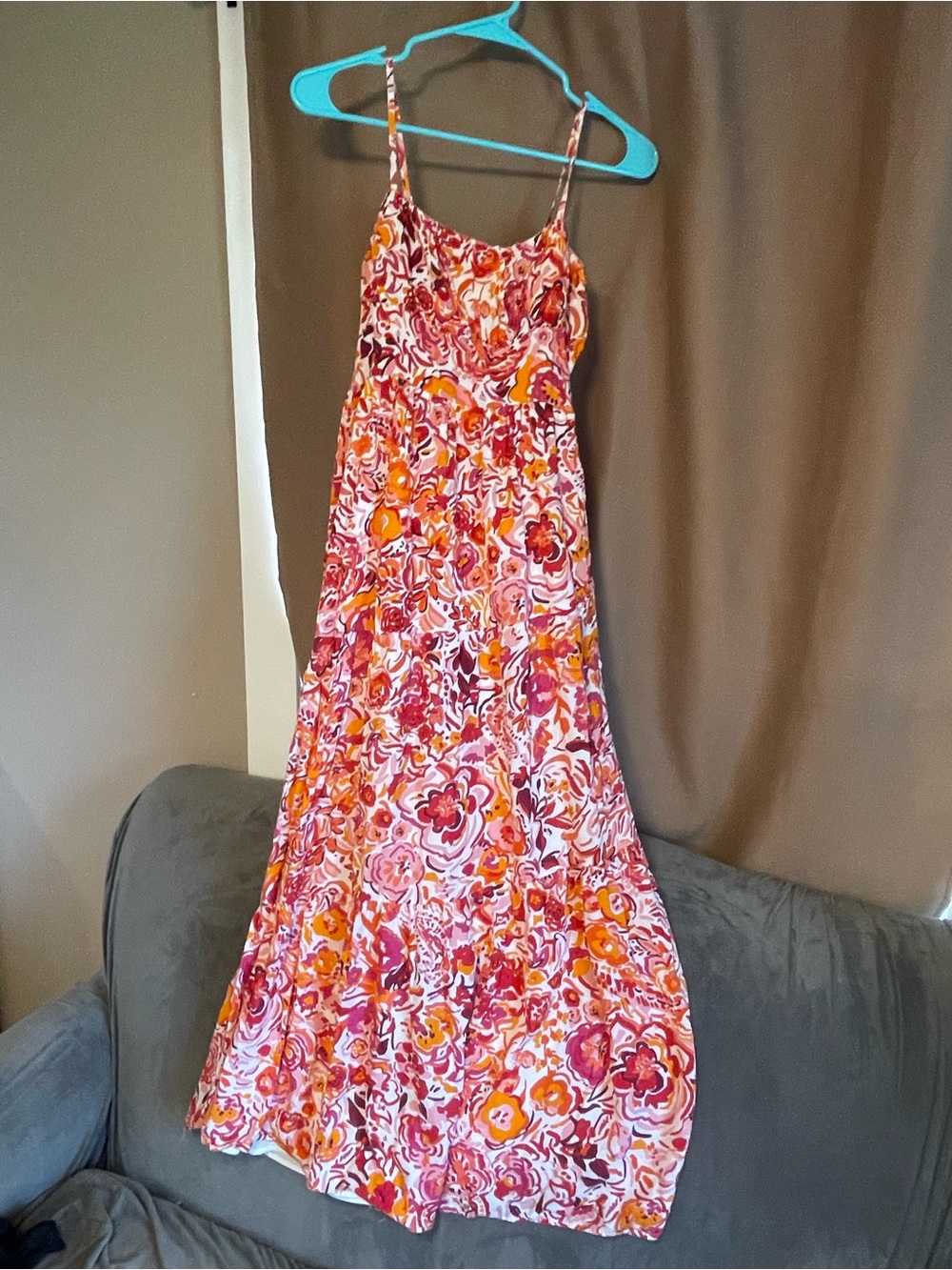 Sincerely Jules Sleeveless Floral Maxi Dress in Pink & Orange